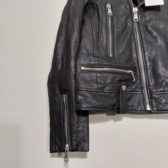 NWT! 7 For All Mankind Asymmetrical Leather Moto Motorcycle Biker Jacket - Large - Picture 3 of 11